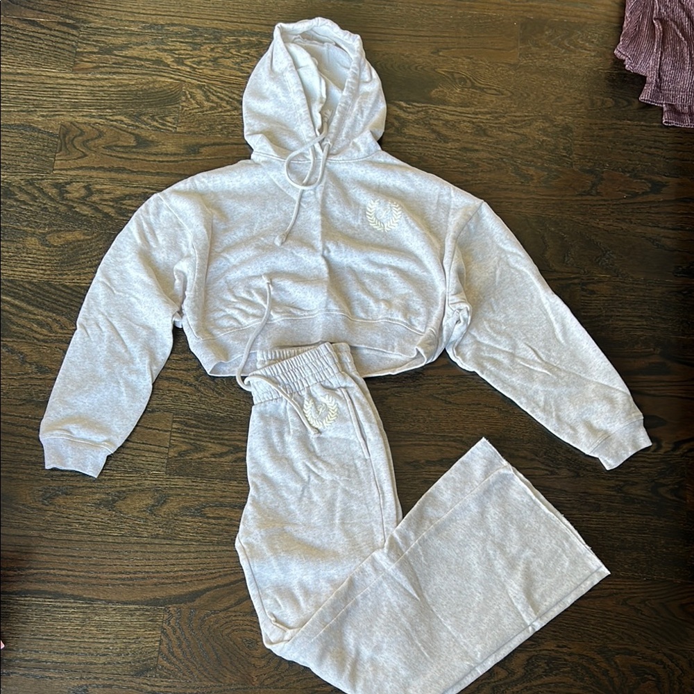 PINK Gray Hoodie and Sweatpants Set